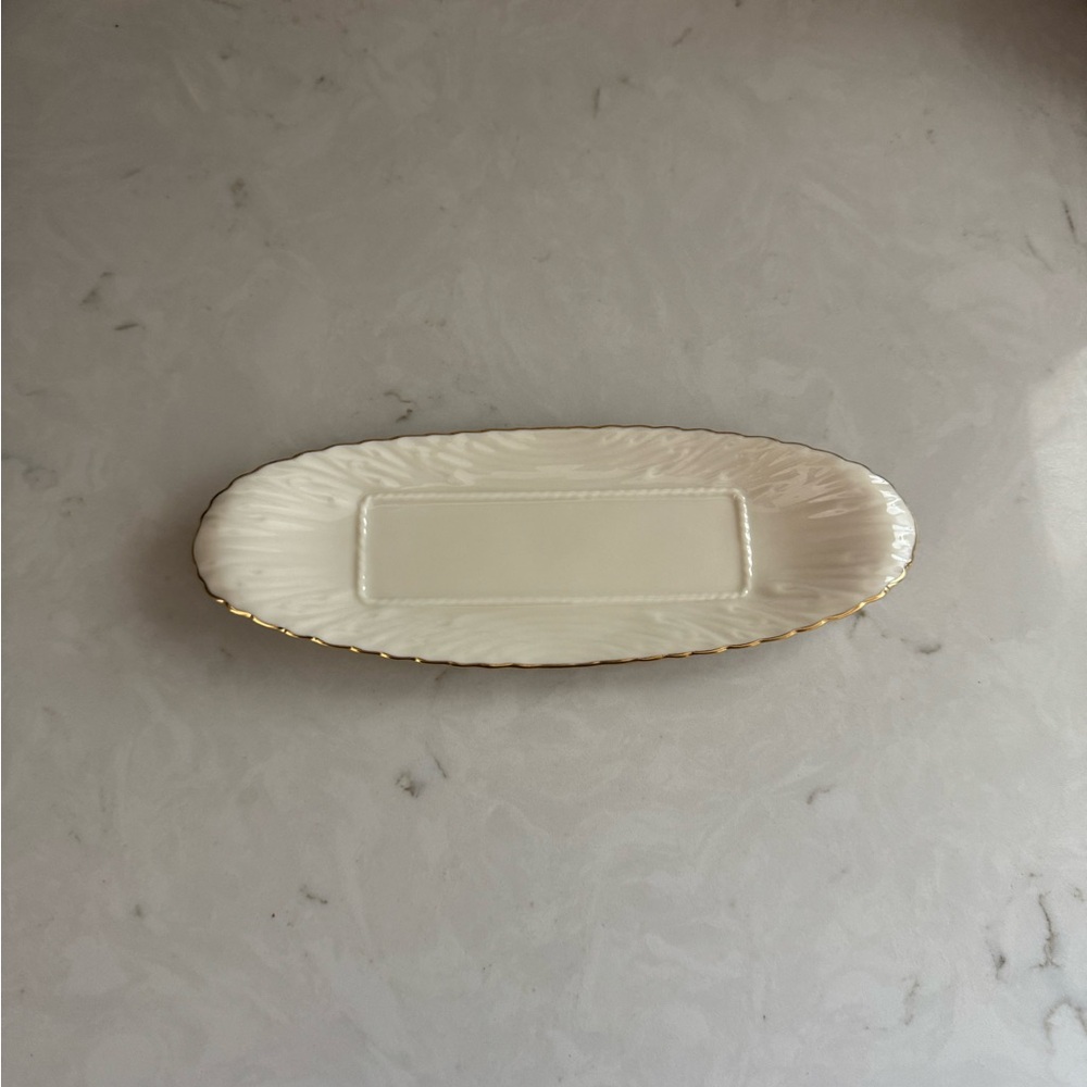 Vintage Lenox Butter Tray w/24k Handpainted Gold Trim 1930s